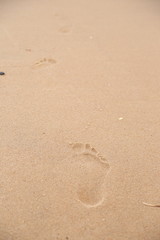 Fototapeta na wymiar Ślady stóp na piasku