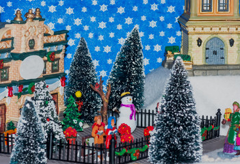 Winter scene with Christmas tree