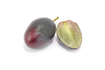 Black grape on white background