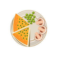 Served Food. Vector Illustration