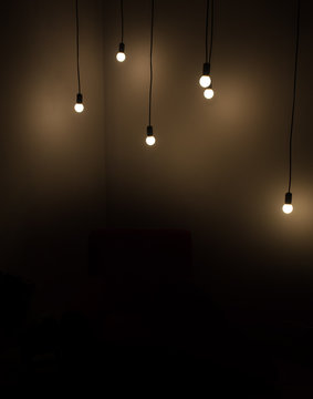 Many lamps lighting in dark background