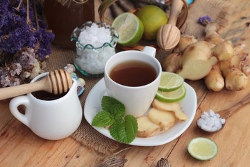 Ginger tea with lemon and honey delicious.