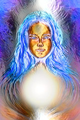 Fototapeta na wymiar Woman goddess. Young attractive woman coated in metallic paint efect.