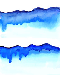 Set of watercolor blue strips