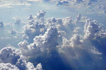 clouds view from the window of an airplane