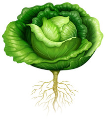 Fresh cabbage with roots