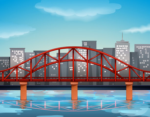 City view with bridge over the river