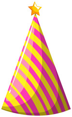 Party hat with pink and yellow striped