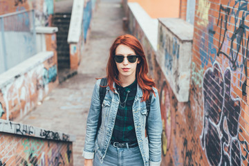 Half length of young handsome caucasian redhead straight hair wo