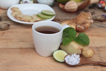 Ginger tea with lemon and honey delicious.