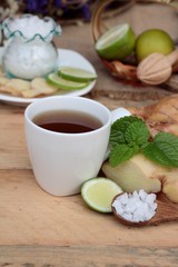 Ginger tea with lemon and honey delicious.