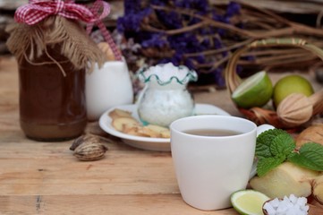 Ginger tea with lemon and honey delicious.