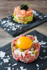 Steak tartar and salmon tartar