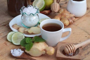 Ginger tea with lemon and honey delicious.
