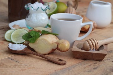Ginger tea with lemon and honey delicious.