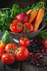 Fototapeta na wymiar Mix of fruits, vegetables and berries