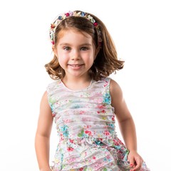 Girl jumping in studio