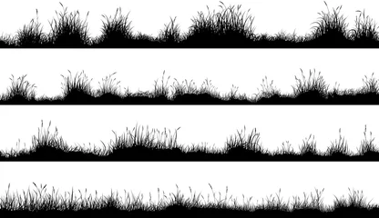 Foto op Canvas Horizontal banners of meadow silhouettes with grass © vertyr