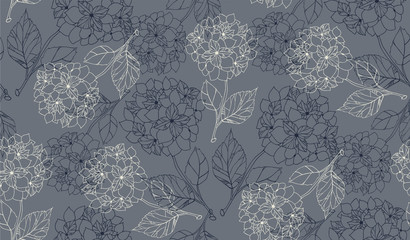 Fototapeta Flower seamless pattern with hydrangeas. obraz