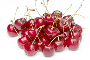 Sweet ripe cherry on white background