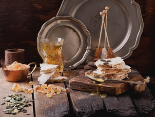 Almond Turron dark rustic style