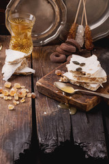 Almond Turron dark rustic style