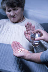 Senior ill woman refuse treatment