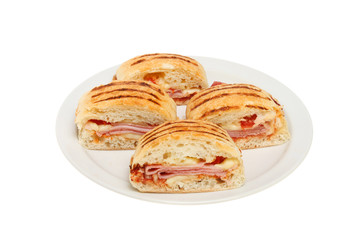 Panini slices on a plate