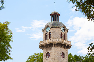 Historical clock tower in central part of Varna - obrazy, fototapety, plakaty