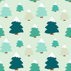 Obraz premium cute colorful winter tree seamless vector pattern background illustration