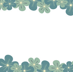cute vector floral frame with pastel blue flowers