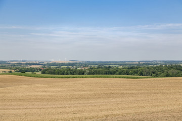 Fototapeta na wymiar landscape with fields and blue sky in summer