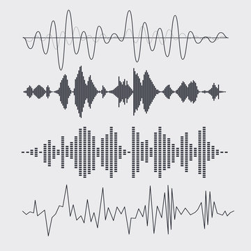 Vector sound waves set. Music. Vector illustration.