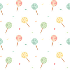 pastel cute lollipop seamless vector pattern background illustration