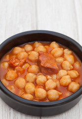 Dish of Spanish-style cooked chickpea