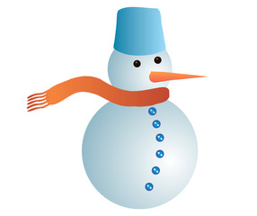 Vector illustration. Snowman on white background.