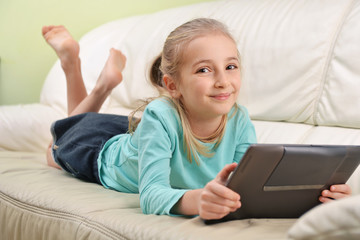 girl with modern tablet