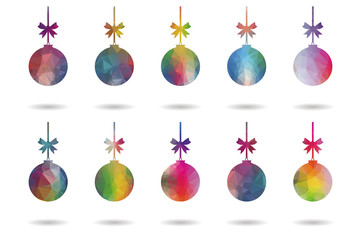 Obraz premium set christmas balls low poly colorful