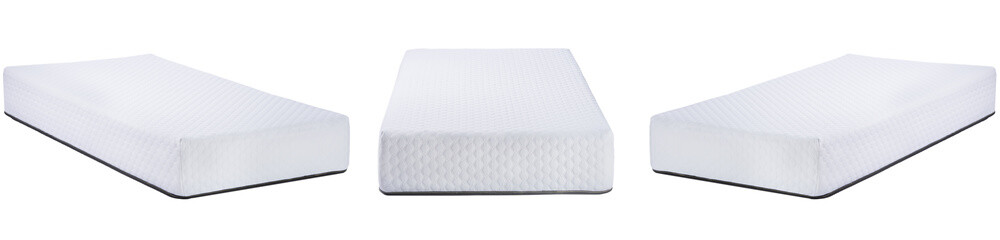 Collage photo of white mattress with a pattern isolated on white - 98095903