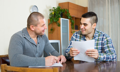 Flatmates discussing tenancy