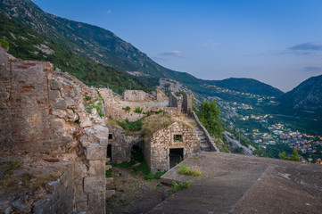 Fototapeta na wymiar Kotor ancient monastery in the mountains ruins