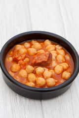 Dish of Spanish-style cooked chickpea