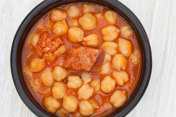 Dish of Spanish-style cooked chickpea