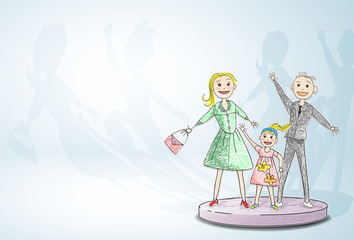 happy family / like it was drawn by a child