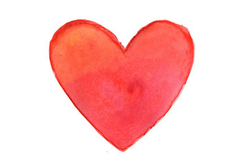 Red heart in watercolor