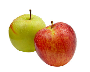 red and green apples isolated