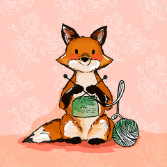 Illustration of a fox. Crochet and Needlework.