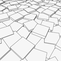 Randomly rotated cubes. Abstract vector background.