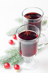 Mulled wine on white background