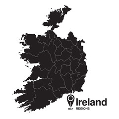 Ireland  Regions map. Regions of Ireland
